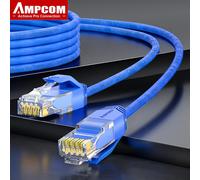 Cable Ethernet AMPCOM, Cable Lan RJ45 ultrafino CAT6A Cable de red UTP RJ 45 Cable de conexión para ordenadores de escritorio Módem Router Cat6A UTP Black
