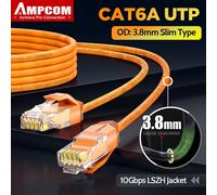 Cable Ethernet AMPCOM CAT6, Cable Lan RJ45 ultrafino Cables de red UTP RJ 45 Cable de conexión para ordenadores de escritorio Módem Router Cat6 UTP Gray