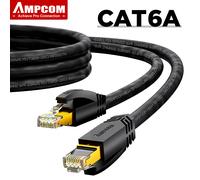 Cable Ethernet AMPCOM CAT6a, cables de conexión LAN para redes de Internet, cable de ordenador de alta velocidad, conectores RJ45 para módem de enrutador CAT6A red