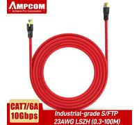 Cable Ethernet AMPCOM CAT7 CAT6A Cable de conexión Lan blindado S/FTP 23AWG 10Gbps Cable sólido blindado para enrutador de ordenador portátil PC 0,3 M-15 M CAT7 Orange