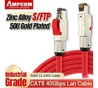 Cable Ethernet AMPCOM Cat8/7/6A S/FTP 22-23AWG sólido blindado blindado, hasta 40 Gbps, grado industrial CAT8 Red 22AWG