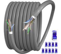 Cable Ethernet blindado Cat 6 de 200 pies (10 RJ45), cables Ethernet Cat6 de 23 AWG para exteriores a granel, FTP, impermeable, entierro directo, en tierra, resistente a los rayos UV, red, LAN