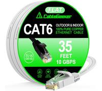 Cable Ethernet Cat 6 de 35 pies, para interiores y exteriores, cable plano de red de Internet de alta velocidad de 10 Gbps, cable de conexión Ethernet de cobre puro, cable LAN de computadora con clips