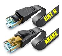Cable Ethernet Cat 8, cable de red de Internet plano de alta velocidad de servicio pesado de 5M, cable LAN profesional, blindado en la pared, interior y exterior