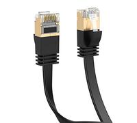 Cable Ethernet Cat 8, cable plano LAN de red de CableCreation, cable de 40 Gigabit para router de Internet, cable RJ45 de alta velocidad para ordenador, portátil, PS2, PS3, PS4, caja de interruptor, 1.66 pies/0.5 m, color negro