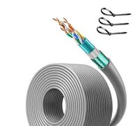 Cable Ethernet Cat5e Blindado De 650 Pies, Cable LAN Blindado For Exteriores Con Armadura De Acero Y Lámina De Aluminio, Larga Distancia for Cámara De Seguridad, Con Bridas(650 ft)