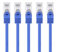 Cable Ethernet Cat7 Cat.7 Gigabit cable de red LAN con conector Cat6a RJ45) (con doble blindaje) 500 MHz azul - 5 unidades 0,5m