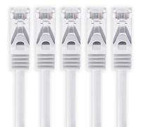 Cable Ethernet Cat7 Cat.7 Gigabit cable de red LAN con conector Cat6a RJ45) (con doble blindaje) 500 MHz Blanco - 5 piezas 3m