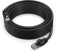 Cable Ethernet de 30 pies CAT6 de alta velocidad de red de Internet LAN Cable cable, impermeable al aire libre (negro)