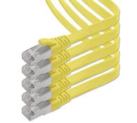 Cable Ethernet LAN CAT.7, RJ45, 10 Gbit/s, plano, compatible con Cat.5, Cat.5e y Cat.6 amarillo - 5 unidades 3m
