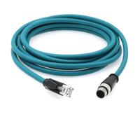Cable Ethernet M12 A-Coded de 8 pines, recto, macho, a RJ45, 2 m, blindado, compatible con PLC Cognex In-Sight 5000 7000 DMR 200 500 ISM1400