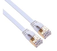 Cable Ethernet Plano Cat 7 Gigabit LAN Internet RJ45 10 Gbps Compatible con TV Samsung LG Sony, Router TP-Link, PlayStation PS3 PS4 Xbox, Switch Sky Box Hub, WD Seagate QNAP, Zmodo Blanco 0.25m