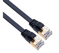 Cable Ethernet Plano Cat 7 Gigabit LAN Internet RJ45 10 Gbps Compatible con TV Samsung LG Sony, Router TP-Link, PlayStation PS3 PS4 Xbox, Switch Sky Box Hub, WD Seagate QNAP, Zmodo Negro 0.25m