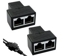 Cable Ethernet RJ45, 2 acoplador Ethernet 1 hembra a 2 hembras, conmutador RJ45 acoplador Ethernet conexión a LAN alargador para ADSL, TV, conmutador, decodificador, router(Negro)