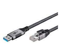 goobay 70299 Cable Cat 6 USB-A 3.0 a RJ45 Ethernet para una conexión estable a Internet por cable con router/módem/conmutador de red/Sustituye el adaptador USB a RJ45 / 1 Gbit/s / 1 M
