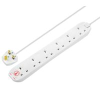 Cable Extensión Con Oleada Protección, 6 Toma, 2m, Blanco - SRG6210N-MP