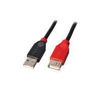 Cable Extensión Tipo A Macho A Hembra USB Lindy Slimline 5 M - Negro, Rojo