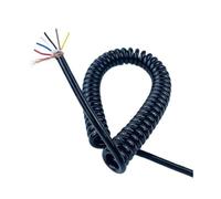 Cable flexible espiralado con muelle para enchufe, Cable de resorte retráctil de 6 núcleos, 0,5 mm², con revestimiento de PU resistente al aceite, de 1 a 20 metros(Stretch 16 meter)