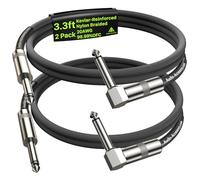 Cable Guitarra Electrica à Angle Droit Lot 1M 2-Pack, Câble Instrument Guitare Blindé AL/OFC pour Guitare Electrique Fender, 99,99% OFC cable jack 6.35, Tressé Nylon Anti-Nœud Renforcé Kevlar