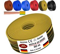 Cable H07 V-K 1 x 10 mm², negro, marrón, azul oscuro, amarillo, azul claro o rojo, cable individual flexible de 5 m, 10 m, 20 m, 25 m, 30 m, 40 m, 50 m hasta 100 m (amarillo verde, 30 m)