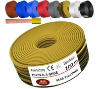 Cable H07 V-K 1 x 4 mm², negro, marrón, azul oscuro, amarillo verde, gris, azul claro o rojo, cable individual flexible de 5m, 10m, 20m, 25m, 30m, 40m, 50m hasta 100m (amarillo verdoso y 100m)