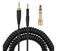 Cable HD8 DJ, cable auxiliar de repuesto OFC con resorte en espiral y adaptador de 6,35 mm para auriculares Sennheiser HD6 Mix, HD7 y HD8 D