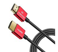 Cable HDMI 2.1 8K - Fin - 48 Gbps - 8K a 60 Hz, 4K a 120 Hz, HDR dinámico, eARC, Dolby Vision, compatible con GH5S, NS, 8K UHD, PS5, Xbox One - Rojo, 1 m