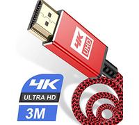 Cable HDMI 4K 3m,sweguard Cable HDMI de Alta Velocidad 2.0 Ultra 18Gbps 4K@60Hz Compatible con vídeo UHD 2160p, HD 1080p, 3D, Ethernet, HDCP 2.2 ARC, Compatible Fire TV Xbox PS3 PS4 (Rojo)