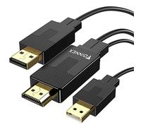 Cable HDMI a DisplayPort, 2M Cable HDMI to DisplayPort, 4K@60Hz Adaptador HDMI a DP Cable con USB/Audio, Activo Convertidor HDMI a Display Port Macho para Xbox One 360,NS,Mac Mini,PC a Monitor,TV
