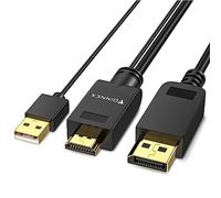 Cable HDMI a DisplayPort, 4K@60Hz Cable HDMI to DisplayPort, Adaptador HDMI a DP Cable con USB/Audio, Activo Convertidor HDMI a Display Port Macho para Xbox 360 PS4 PS3 NS, 2M