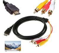 Cable HDMI a RCA de 1,5 m, convertidor adaptador HDMI macho a 3 RCA AV, cable de audio de vídeo de alta definición 1080P para HDTV, DVD, proyectores LCD, sin conversión de señal, calidad premium