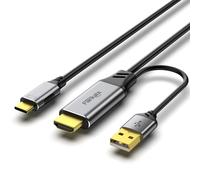 Cable HDMI a USB-C 4K60Hz, HDMI 2.0 a USB-C adaptador de cable de grafo suave de 6,6 pies, conecte ordenadores portátiles, PC, PS5, Xbox, Steam Deck Dock con monitores y auriculares