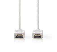 Cable HDMI de alta velocidad con Ethernet - Conector HDMI - 4K @60Hz - ARC - 18 Gbps - 2.00 m - redondo - PVC - blanco - etiqueta