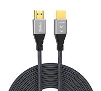Cable HDMI de fibra 8K de 33 pies, Dbilida de nailon trenzado de fibra óptica HDMI 2.1 Cable compatible con PS5, Xbox Series X, RTX 3080/3090