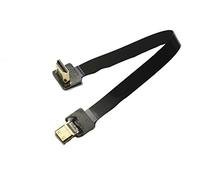 Cable HDMI de luz plana mini HDMI recto macho a HDMI estándar en ángulo de 90 grados para Canon 5D3 5D2 Panasonic lumix GH3 GH2 Sony nex 5N 5T 5R 7N DJI negro (40 cm)