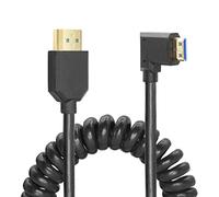 Cable HDMI en espiral YACSEJAO en ángulo recto 8K 48Gbps HDMI 2.1 Mini HDMI a HDMI macho Cable telescópico de alta velocidad (izquierda)