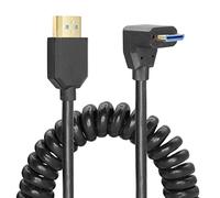 Cable HDMI en espiral YACSEJAO en ángulo recto 8K 48Gbps HDMI 2.1 Mini HDMI a HDMI macho Cable telescópico de alta velocidad (DOWN)