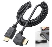 Cable HDMI Espiral 1.2m con Ángulo Recto, HDMI Ángulo Cable Espiral, Velocidad Ultra Alta de 48Gbps, Compatible con 8K@60Hz y 4K@120Hz, para Videocámaras, Ordenadores, Monitores, Televisores, PS4