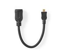 Cable HDMI T de Alta Velocidad con Ethernet | Micro Conector HDMI T | Salida HDMI T | 4K@30Hz | 10.2 Gbps | 0.20 m | Redondo | ABS/PVC | Negro | Etiqueta