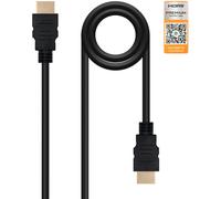 Cable HDMI 2.0 4K Nanocable 10.15.3601-L150/ HDMI Macho - HDMI Macho/ 1.5m/ Certificado/ Negro