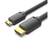Cable HDMI Vention AGHBG Mini HDMI a HDMI 1.5m 4K 18Gbps Terminales Oro Negro