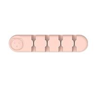 Cable Holder Clips, Bear Pattern Cord Organizer, Adhesive Silicone Wire Keeper with Four Holes, Cord Management for Headphones Charging Wires Keyboard Lines, Home & OfficeUse, Pink