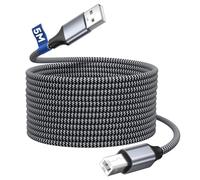Cable Impresora USB 5 Metros,USB 2.0 Tipo A macho a Tipo B Cable Impresora Escáner Trenzado de Nylon cable Printer a Ordenador Conectar para HP,Canon,Brother,Lexmark,Escáner,Fotografía Digital y Otros