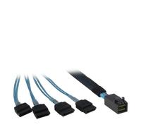 Cable Inter-Tech SFF 8643 a 4x SATA de 0,5 m, Negro/Azul