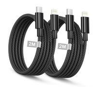 Cable iPhone 2M USB C a Lightning Carga Rapida Cable 2Pack,[Apple Certificado MFi] Nailon Trenzado CabLe Cargador Lightning USB C Para Apple iPhone 14 13 12 11 Pro Max X XR 8 7 6S Plus SE iPad,AirPods