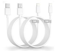 Cable iPhone 3 Metros 2Pack Apple MFi Certificado, Cable USB Lightning Largo Cable Cargador iPhone Charger cable iPad Carga Rápida para iPhone 14 13 12 11 Pro Max Mini XS XR X 8 Plus 7 6S 5 5S 5C SE