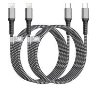 Cable iPhone 3 Metros 2Pack [Certificado Apple MFi], Cable USB C a Lightning Nylon Cable Cargador iphone Carga Rapida Tipo C Cabo para iPhone 14 Pro Max/14 Plus/13/12 Mini/11/X/XR/XS/8/SE,iPad,AirPods