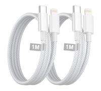 Cable iPhone Carga Rapida 1M 2Pack, [MFi Certificado] Cable USB C a Lightning Nailon Trenzado Cordón Cabo Lightning cable Cargador iPhone para Apple iphone 14 13 11 Pro Max X 8 6s Plus SE iPad,AirPods