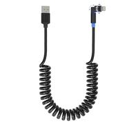 Cable iPhone Carga Rapida, 90 Grados Apple Carplay Cable Espiral iPhone con Cabezal Giratorio de 360 Grados [Certificado MFi y 2.4A y Datos] Cable Corto de USB a Lightning, Cable Cargador iPhone USB