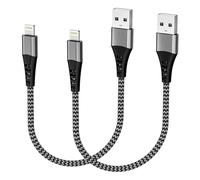 Cable iPhone Corto 30CM 2Pack, [Certificado MFi] Cable Cargador iPhone 30CM Corto Cable iPhone Carga Rápida Nylon Cable Lightning iPhone Cable USB para iPhone 14/13/12/11/XS/XR/X/8/7/6/6s/5/SE,iPad